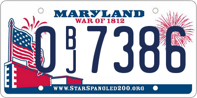 MD license plate 0BJ7386