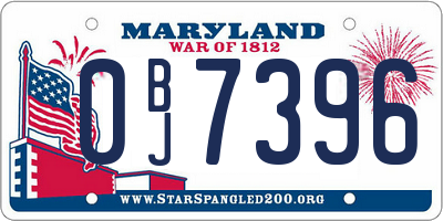 MD license plate 0BJ7396