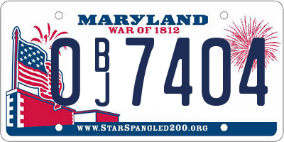 MD license plate 0BJ7404