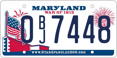 MD license plate 0BJ7448