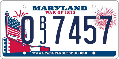 MD license plate 0BJ7457