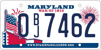 MD license plate 0BJ7462