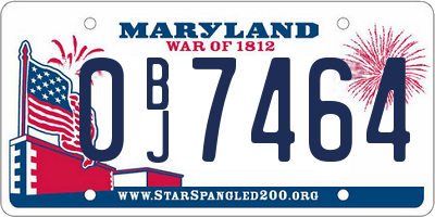 MD license plate 0BJ7464