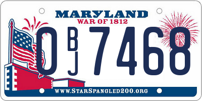 MD license plate 0BJ7468
