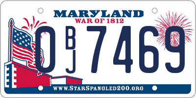 MD license plate 0BJ7469