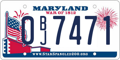 MD license plate 0BJ7471