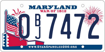 MD license plate 0BJ7472