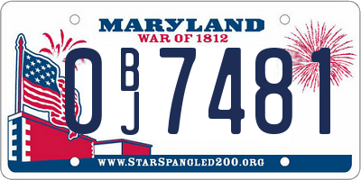 MD license plate 0BJ7481