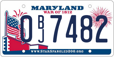 MD license plate 0BJ7482