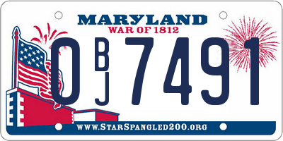 MD license plate 0BJ7491