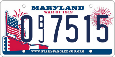 MD license plate 0BJ7515