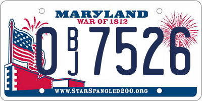 MD license plate 0BJ7526