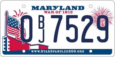 MD license plate 0BJ7529