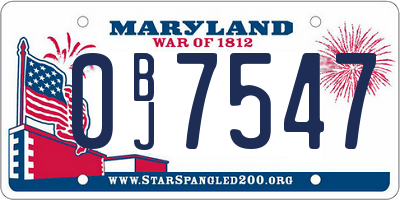 MD license plate 0BJ7547