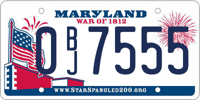 MD license plate 0BJ7555