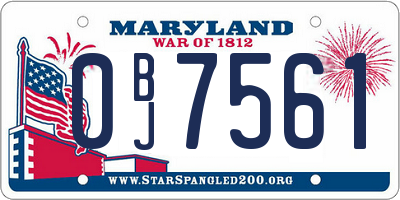MD license plate 0BJ7561