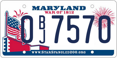 MD license plate 0BJ7570