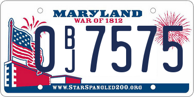 MD license plate 0BJ7575