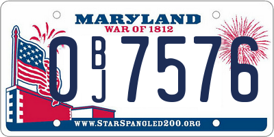 MD license plate 0BJ7576
