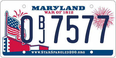 MD license plate 0BJ7577