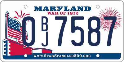 MD license plate 0BJ7587