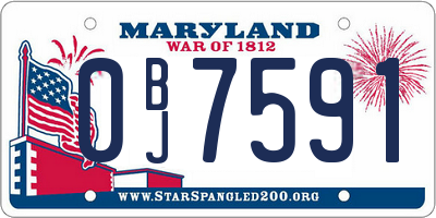 MD license plate 0BJ7591