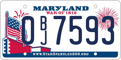 MD license plate 0BJ7593