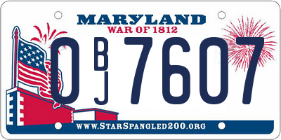 MD license plate 0BJ7607
