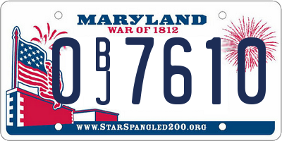 MD license plate 0BJ7610