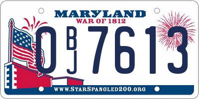 MD license plate 0BJ7613