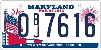 MD license plate 0BJ7616