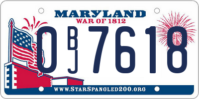 MD license plate 0BJ7618
