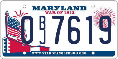 MD license plate 0BJ7619