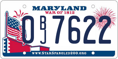 MD license plate 0BJ7622