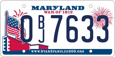 MD license plate 0BJ7633