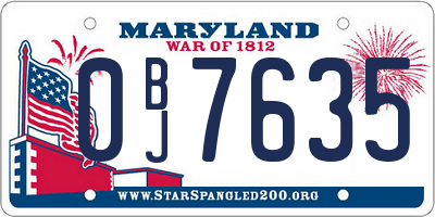 MD license plate 0BJ7635