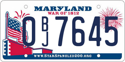 MD license plate 0BJ7645