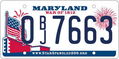 MD license plate 0BJ7663