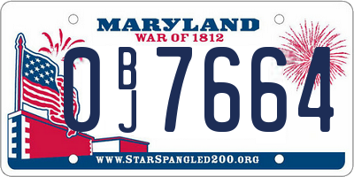 MD license plate 0BJ7664