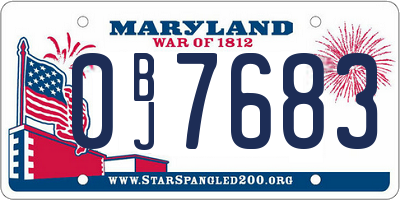 MD license plate 0BJ7683