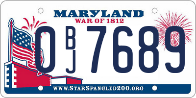 MD license plate 0BJ7689