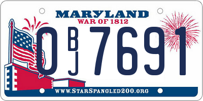 MD license plate 0BJ7691