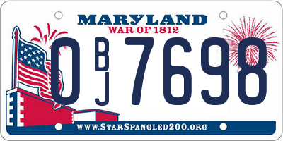 MD license plate 0BJ7698