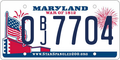 MD license plate 0BJ7704