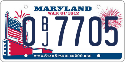 MD license plate 0BJ7705
