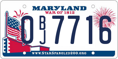MD license plate 0BJ7716