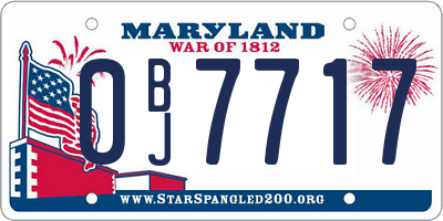 MD license plate 0BJ7717