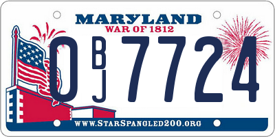 MD license plate 0BJ7724