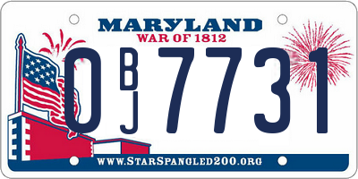 MD license plate 0BJ7731