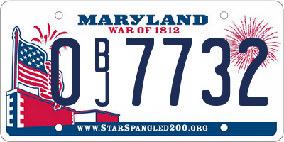 MD license plate 0BJ7732